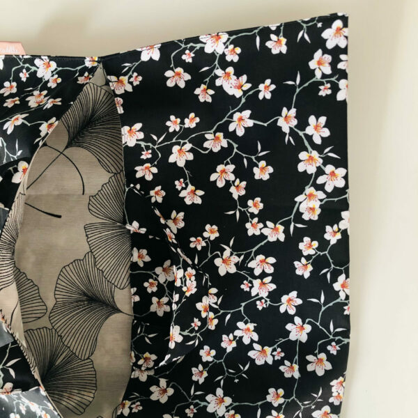 sac à tarte noir fleurs